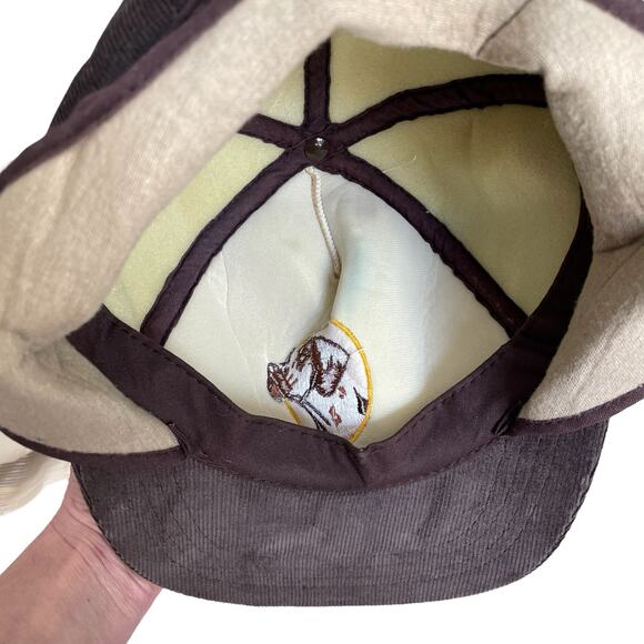 Vintage Winchester Hunting Hat Bird Dog Corduroy Foam Trapper Flaps Brown READ - Picture 15 of 16